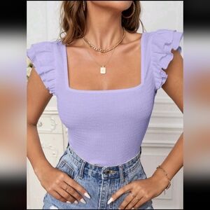 New Shein Lavender Ruffle Top XS